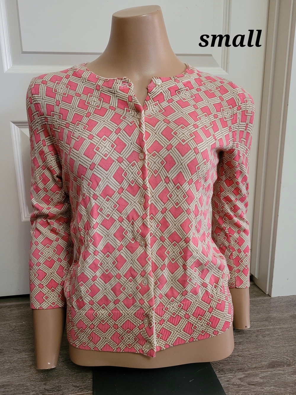 Joe Pink and Cream Cardigan Sweater